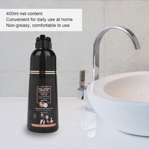 Zwarte haarkleurshampoo met collageen en arganolie voor grijs haar (400 ml)
