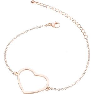 24/7 Jewelry Collection Hart Armband - Open - Rosé Goudkleurig