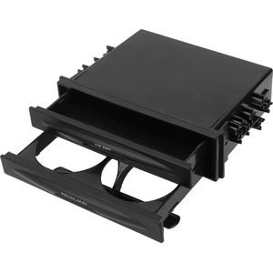 Zak opbergdoos voor autoradio - multifunctioneel ABS - universeel - 1DIN - 2 lagen - bekerhouder - zwart .