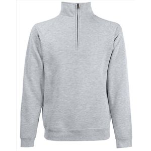 Lichtgrijze fleece sweater/trui met rits kraag voor heren/volwassenen - Katoenen/polyester sweaters/truien 2XL