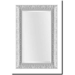 Spiegel Santino Wit Buitenmaat 77x108cm hoog of breed ophangen - Barokspiegel in houten sierlijst - Italiaanse spiegel - Duurzaam, extra helder en veilig spiegelglas met facetrand