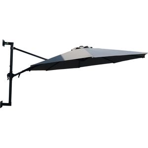 MaxxGarden Muurparasol - Zweefparasol voor balkon of muur - Ø 270 cm - met zwengel – Grijs