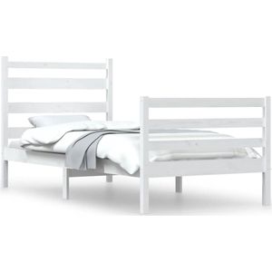 vidaXL - Bedframe - massief - grenenhout - witx200 - cm