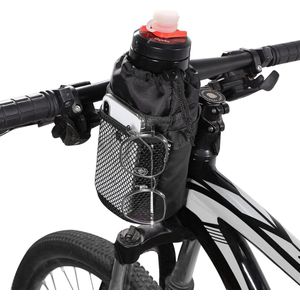 Fiets flessenhouder met mesh-voorvak, fiets-waterbekerhouder met grote capaciteit voor cruiser, mountainbike, racefiets, scooter, rolstoel