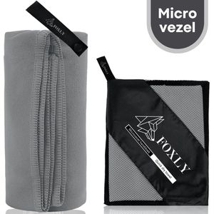 FOXLY® Microvezel Handdoek 100x200 - Strandlaken - Badlaken - Reishanddoek Sneldrogend - Donkergrijs