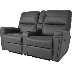 2-zits bioscoopfauteuil MCW-K17, relaxfauteuil TV fauteuil bank, nosa ophanging bekerhouder vak ~ stof/textiel donkergrijs