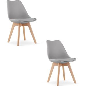 MARK - Stoelen - Grijs - Beukenhouten Poten - Kunststof Zitting met Kussen