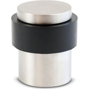 Vaste RVS deurstopper met stevige schroefverankering - vloerbevestiging - Ø 35cm hoogte: 4cm