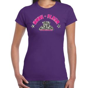Bellatio Decorations Verkleed t-shirt voor dames - kakker - Anne Fleur - paars - haarklem - vakantie L