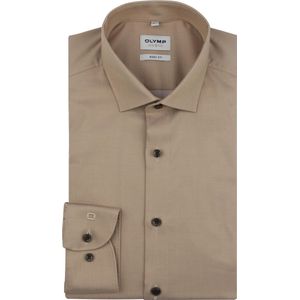 OLYMP - Level 5 Overhemd Extra Lange Mouwen Stretch Beige - Heren - Maat 43 - Slim-fit