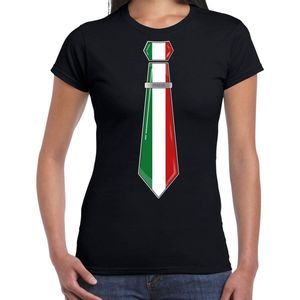 Bellatio Decorations Verkleed shirt voor dames - stropdas Italie - zwart - supporter - themafeest XL
