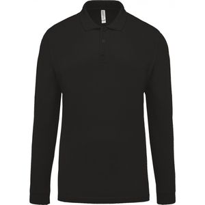 Polo Heren S Kariban Kraag met knopen Lange mouw Black 100% Katoen