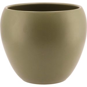 DK Design Bloempot/plantenpot Vinci - olijfgroen mat - voor kamerplant - D19 x H22 cm