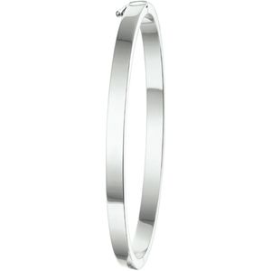 The Jewelry Collection Bangle Scharnier Vlakke Buis 4 X 60 mm - Zilver Gerhodineerd