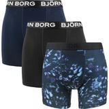 Bjorn Borg - Björn Borg Performance Boxershorts 3-Pack Blauw Zwart - Heren - Maat L - Body-fit