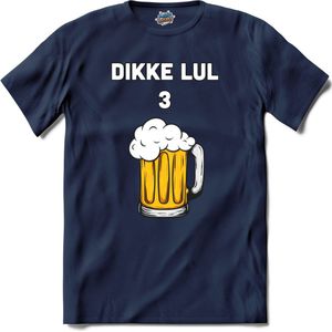 Dikke lul 3 bier - Bier kleding cadeau - bierpakket kado idee - grappige bierglazen drank feest teksten en zinnen - T-Shirt - Heren - Navy Blue - Maat XXL