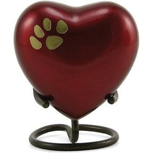 Crimson Odyssey Dieren Urn Hart Rood Crimson in koper met schroefdop en Dierenpoot - Asbeeld Dieren Urn Voor Uw Geliefde Dier - Kat - Hond - Paard - Konijn 50 ML