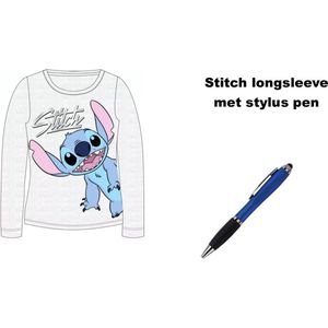 Disney Stitch T-Shirt - Longsleeve - mele grijs - met Stylus Pen. Maat 98 cm / 3 jaar.