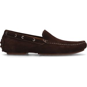 Manfield - Heren - Bruine suède loafers - Maat 46