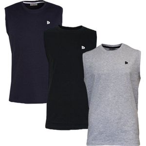 3-Pack Donnay T-shirt zonder mouw (589100) - Sportshirt - Heren - Navy/Black/Grey marl - maat 3XL
