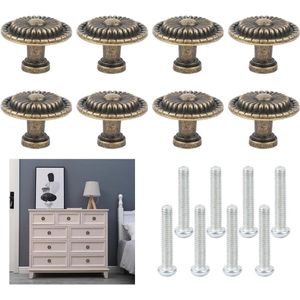 Nordivar - Antieke meubelknoppen 8 stuks brons - Keukenkastjes handgrepen - Ladeknoppen met schroeven - Vintage meubelknoppen voor kasten - Ladenkast meubellades.