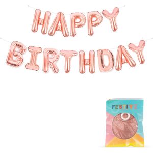 Festivz Rose Gouden Happy Birthday Letters Ballonnen - Rose Goud – 40 CM - Decoratie – Feestversiering – Rose Gold - Verjaardag - Bruiloft - Feest