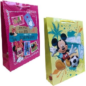 4 Luxe Disney Cadeautasjes A3 formaat 33x44cm - Mickey en Minnie Mouse Papieren cadeautasjes met Full-color bedrukking