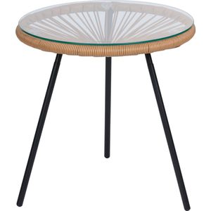 Arti Casa Bijzettafel Acapulco - Salontafel met Glasblad en Metaal - Bijzettafeltje voor Woonkamer - Ø45 x 45 cm - Modern Design
