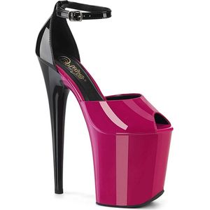 Pleaser - FLAMINGO-868 Sandaal met enkelband, Paaldans schoenen - US 9 - 39 Shoes - Roze/Zwart