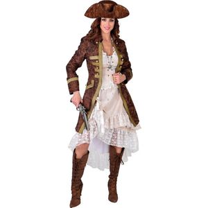 Magic By Freddy's - Piraat & Viking Kostuum - Zeerover Kapitein Woeste Baren Vrouw - Bruin - XXL - Carnavalskleding - Verkleedkleding