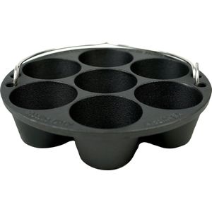 Valhal Outdoor Muffinpan / muffinvorm - gietijzer - 22cm, met handvat - past in Dutch oven - VH.MUFFIN