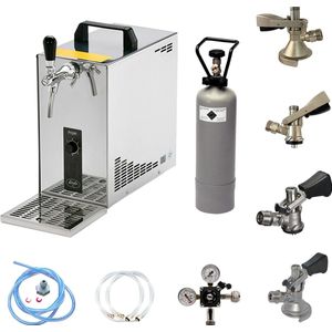 Complete Set - Biertap PYGMY 25, 1-kraans, 35 liter/uur - met Set van 4 Fustkoppeling - Droogkoeler - Bierkoeler