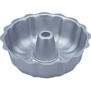 Relaxdays tulband bakvorm 24 cm - staal - ronde cakevorm - tulbandvorm keuken - zilver