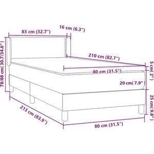 vidaXL - Boxspring - met - matras - fluweel - roze - 80x210 - cm