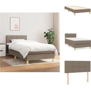 vidaXL Boxspringbed - Comfort Line - Bed met Pocketvering Matras - 80 x 200 cm - Taupe - Met verstelbaar Hoofdbord - Bed