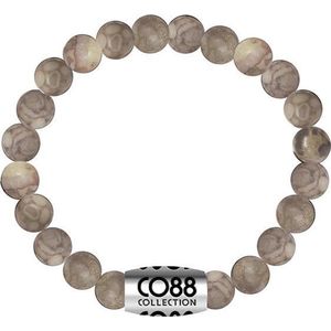 CO88 Collection 8CB-17022 - Armband met bead - Jasper natuursteen 6 mm - one-size - beige