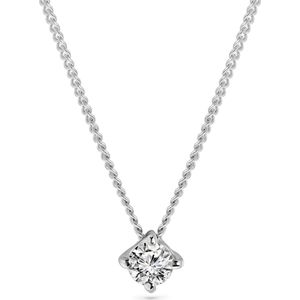 Miore - Witgoud Diamant Ketting met Hanger - Dames - 14 karaat Goud - Conflictvrije Diamanten - Halsketting - Handgemaakte Hoogwaardige Sieraden