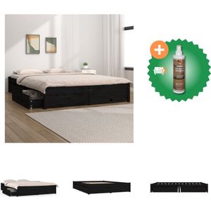 vidaXL Bedframe met lades zwart 140x200 cm - Bed - Inclusief Houtreiniger en verfrisser