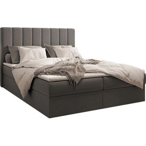 InspireME Boxspring Bed 01 - Bed - Comfortabel topmatras - Met hoofdeindeTot 300KG - Opbergruimte - 180x200 - Trinity 15 - Grafiet