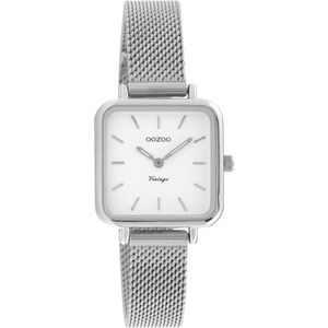 OOZOO Vintage series - zilverkleurige horloge met zilverkleurige metalen mesh armband - C20261