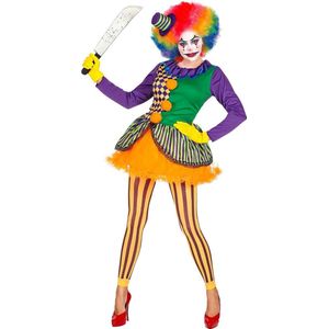 Widmann - Clown & Nar Kostuum - Knettergek Joker Circus Clown - Vrouw - Multicolor - Small - Halloween - Verkleedkleding