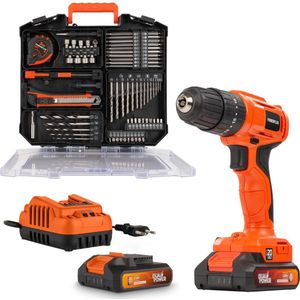 Powerplus - Dual Power - POWDPO1150 - 20 V - Geborsteld - Schroef-, klopboormachine - 20V - incl. 2 batterijen 20V 2.0Ah en lader - 78 acc.
