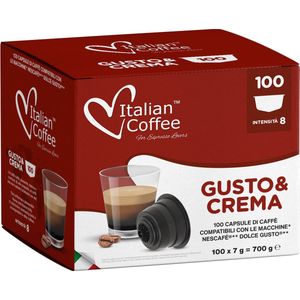 Italian Coffee - Gusto & Crema - 100x stuks - Dolce Gusto compatibel cups