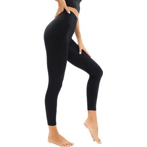 Hardlooplegging voor dames, hoge taille, buikcontrole, yogabroek met verborgen binnenzakken, atletische legging - kleur zwart - maat XL