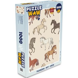 Puzzel Paarden - Wit - Grijs - Meisjes - Kinderen - Meiden - Legpuzzel - Puzzel 1000 stukjes volwassenen