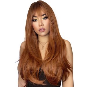 Dames Pruiken - Hair Wig - Lang Haar - Cosplay Pruik - Oranje