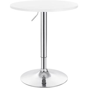 WARRAICH-Witte Bartafel: Multifunctionele Feesttafel, in Hoogte Verstelbaar (70-91 cm), met Duurzaam MDF Blad en Robuust Metalen Frame.