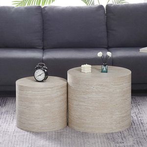 Milton & Oldbrook Bijzettafel Set Lugano Travertinlook