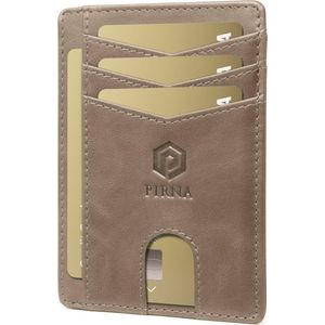 Leer Portemonnee voor Heren - Minimalistische Pasjeshouder met RFID Bescherming en Geschenkdoos - Frans Beige