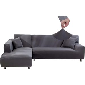 Goodivery ® Universele Elastische Sofa Hoes, Stretchbare Bankhoes voor L-Vormige Banken, Wasbaar en Anti-Slip, Grijs